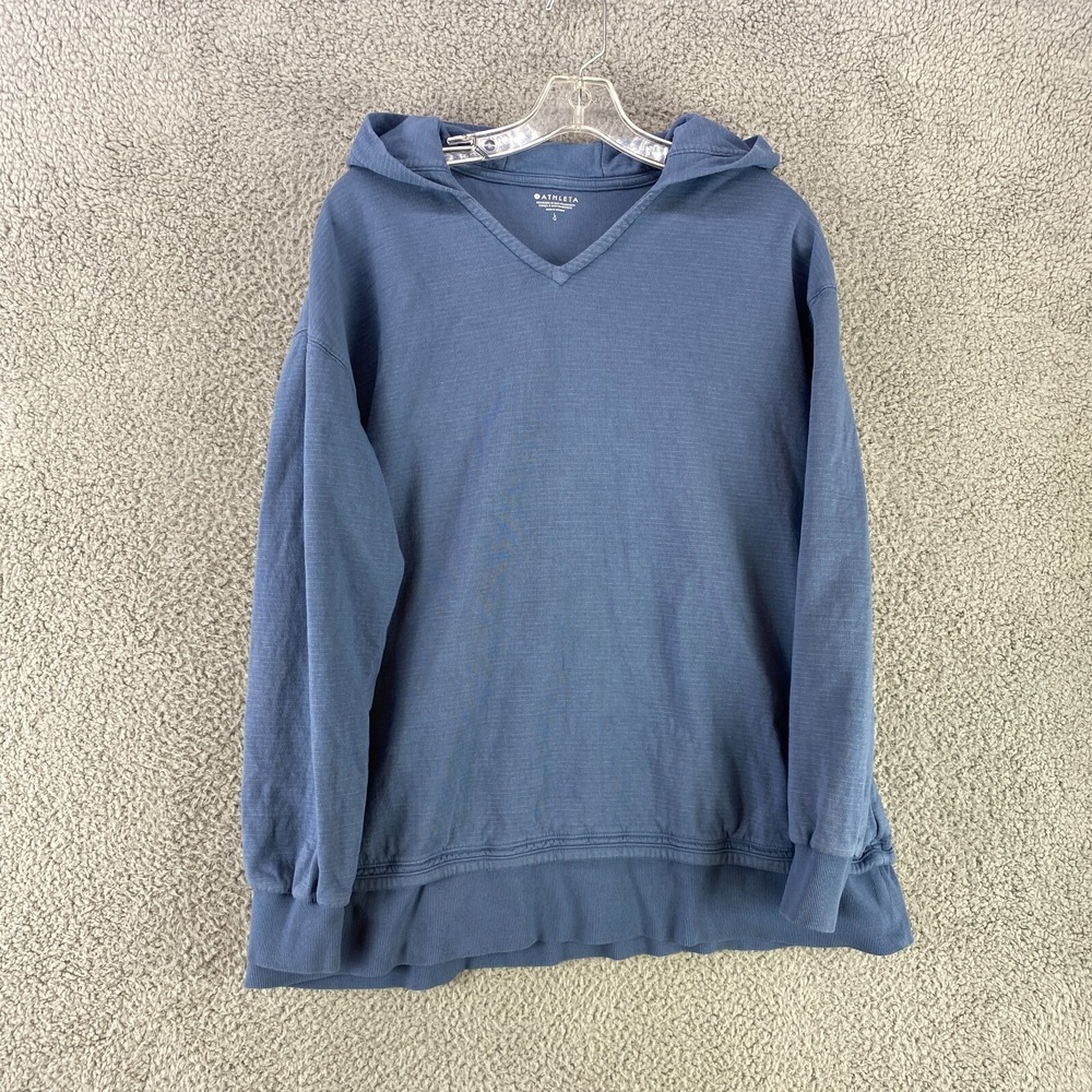Athleta Hoodie Women Large Blue Cotton Blend Sweater Pullover Relaxed Oversized - Picture 2 of 8
